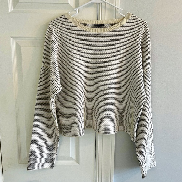 Striped Cream and Black Women's Sweater - Picture 1 of 5